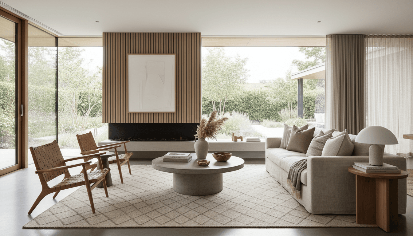 Contemporary Toronto living room with neutral tones and natural light