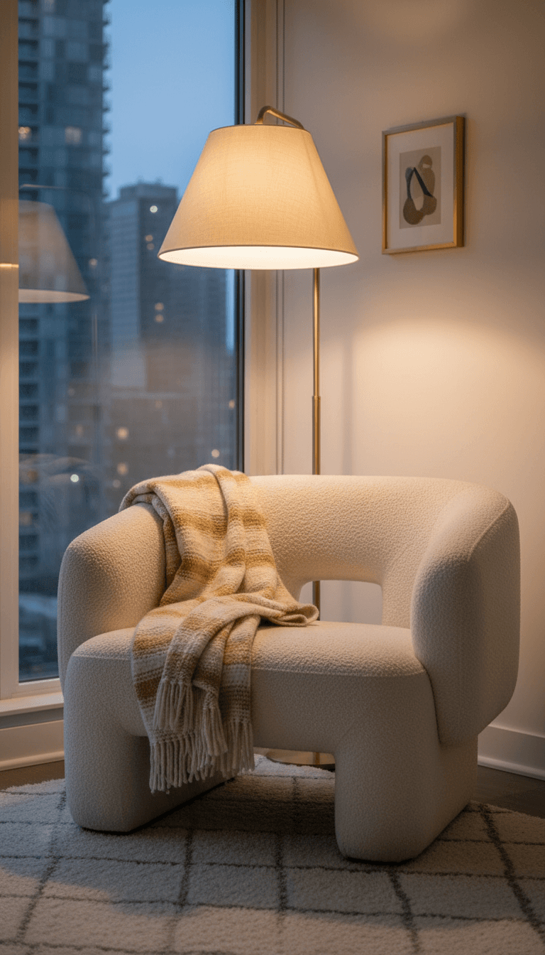 Styled bedroom reading corner