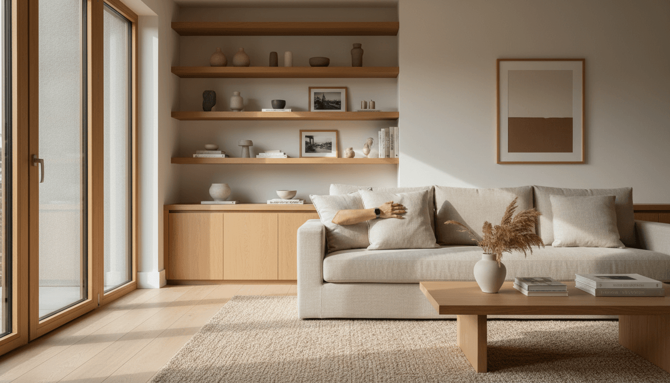 Sunlit modern living room with tailored furniture and curated decor in Toronto