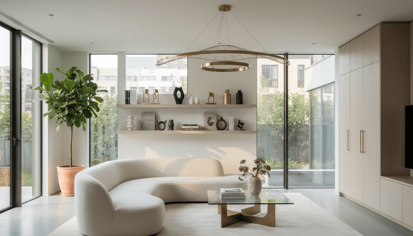 Bright Toronto living room styled with neutral furnishings and layered textures
